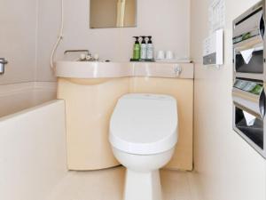 un piccolo bagno con un water e un lavandino di Okazaki Daiichi Hotel a Okazaki