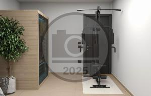 une douche dans le coin d'une pièce dans l'établissement Lovely Home In Nedescina With Sauna, à Nedeščina 50 autres photos