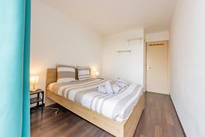 a bedroom with a large bed in a room at Le Pierre Cazeneuve vue et climatisation in Toulouse +6 photos