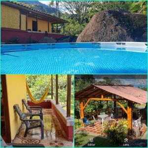 a collage of pictures of a house with a swimming pool at Finca Villa Laura in Támesis +6 photos