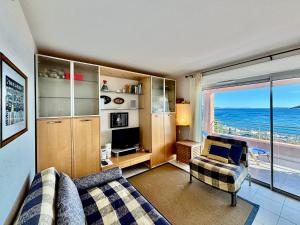 Televisyen dan/atau pusat hiburan di Magnifiques appartements vue mer panoramique