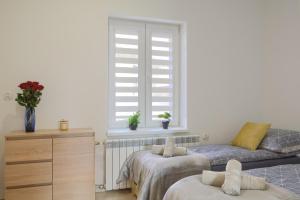 ティリチにあるApartamenty Tylicka Ostojaのベッド2台と窓のある寝室 +4枚の写真