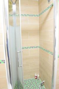 una doccia con una porta in vetro in un bagno di LeRelaisdOdile - Studio Cosy - Proche Metro - Parking Gratuit - Mons-en-Barœul a Mons-en-Baroeul