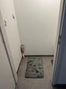 a hallway with a rug on the floor next to a door at Beau T2 Arlesien in Arles