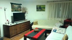 TV a/nebo společenská místnost v ubytování Rosewood Balkan Cottage