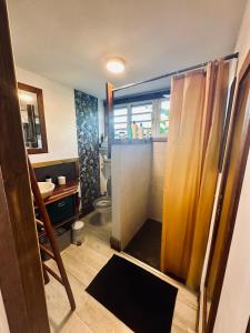 un bagno con doccia, lavandino e WC di Tropical Nest 2 a Faaa