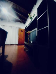 ein Wohnzimmer mit einem TV auf einem Schrank in der Unterkunft Complejo Cerrado Zona Shopping in Guaymallen + 21 Fotos