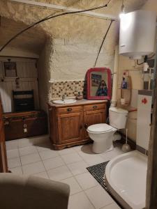 a bathroom with a toilet and a sink at La troglodyte in Sérignan-du-Comtat +23 photos