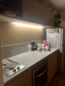 encimera con fregadero y nevera en Depto en Buenos aires, en Buenos Aires