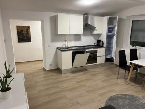 a kitchen with a sink and a stove top oven at Dahoam in Graz - Top1 in Graz +11 photos