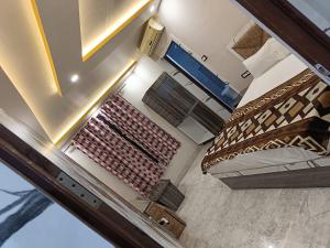 an overhead view of a staircase in a building at Pragya international in Varanasi