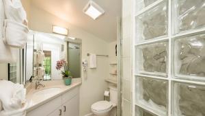 a bathroom with a toilet and a sink and a mirror at Casa Serendipity by Last Key Realty in Key West