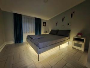 クラヨーヴァにあるNECTI Luxury Brand New Apartment in the Centerの部屋の中に大きなベッドがある寝室
