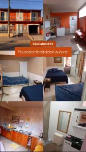 サン・ガブリエウにあるPousada Aurora 4の部屋の写真を4枚コラージュしたもの