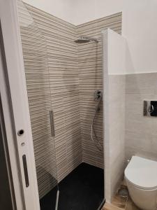 a bathroom with a shower with a toilet at Villanova 48 in Naples +4 photos