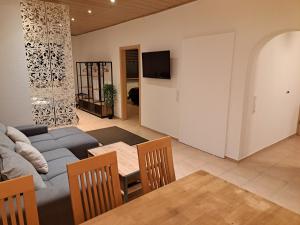 TV a/nebo společenská místnost v ubytování Sonnen 1 - Erdgeschoss-Wohnung mit Arbeitszimmer und Parkplatz