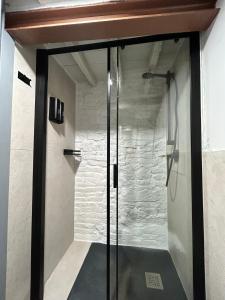 a shower with a glass door in a bathroom at La stanza dei citti-Lapo in Arezzo +30 photos