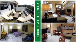 a collage of two pictures of a living room at Susegad Suites Arpora Apartments & Villas with Reserved Parking in Arpora