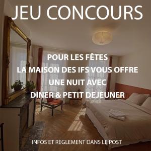 a magazine cover of a bedroom with a bed and a mirror at La Maison des Ifs Terracotta in Mamers +15 photos