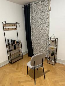 a living room with a chair and a window at Fernando in La Chaux-de-Fonds +3 photos