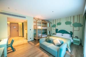 Voodi või voodid majutusasutuse Chaozhou Yuyu Hotel toas