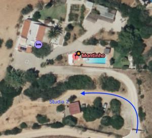 an aerial view of a house with a map of a yard at Montinho Boutique Studio in Benagil