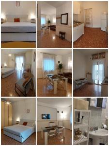 un collage di foto di una camera da letto e di un soggiorno di Appartamento Levante a Bari