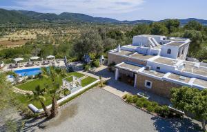 an aerial view of a house with a swimming pool at Villa Sada in Santa Eularia des Riu