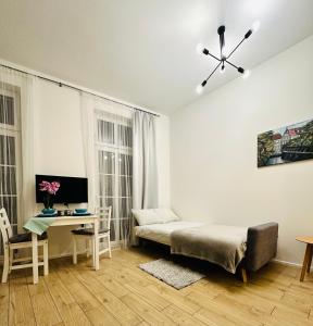 Televízia a/alebo spoločenská miestnosť v ubytovaní Apartament Matejki + 15 fotografií