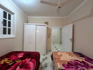 a bedroom with a bed and a window at The Nile flat in Luxor