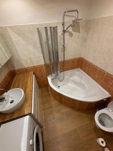 Un baño con bañera, inodoro y lavabo. en Appartement T3 Square Bir-Hakeim, en Perpiñán