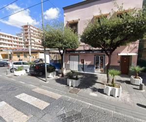 a street with trees and cars parked in front of a building at The Brothers B&B in Ercolano