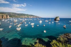 un gran grupo de barcos en el agua en Villaggio Marbella Club, en Palinuro