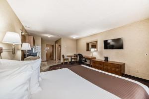 Postel nebo postele na pokoji v ubytování Stony Plain Inn & Suites