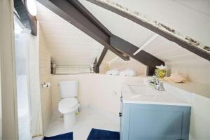 a bathroom with a toilet and a sink at Star Room at Barnacle Resort in Big Pine Key