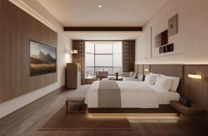 Rúm í herbergi á Maiyue Hotel-Xi`an Zhonggulou