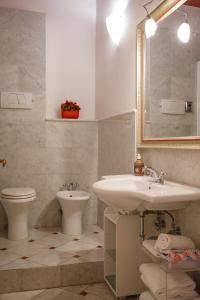 a bathroom with a sink and a toilet and a mirror at Florence Dream Domus in Florence +33 photos