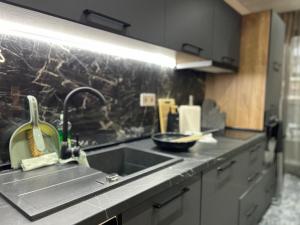 a kitchen with a sink and a counter top at Green Paradise - Luxurious Apartments in Plovdiv +9 photos