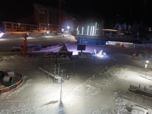 an aerial view of a construction site at night at Jahorina Apartman in Pale