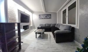 a living room with a couch and a television at Top luxury apartment in Belgrade