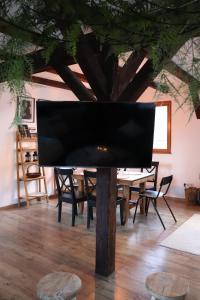 TV a/nebo společenská místnost v ubytování Le Chalet de la Rivière