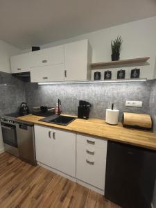 Kuchyň nebo kuchyňský kout v ubytování Apartament Hey Gron