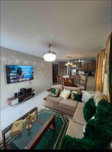 a living room with a couch and a tv at Apartamento lujoso in Mendoza