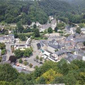 an aerial view of a town in the mountains at B&B Villa Roma in Durbuy