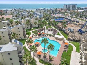 an aerial view of a swimming pool at a resort at Solare Tower Sunset Panorama Paradise in South Padre Island