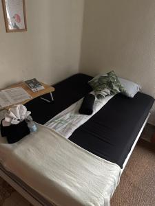 Postel nebo postele na pokoji v ubytování Großes modernes Zimmer "Silber" für 2 Personen und Katzenliebhaber