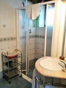 a bathroom with a shower and a sink at Casa Rural Erdikoetxe in Galdakao