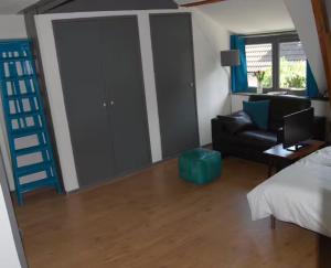 En eller flere senge i et værelse på Apartement with terras in Amsterdam Noord