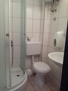 a small bathroom with a toilet and a sink at Apartments "Villa Mungos" Sobra in Sobra +84 photos