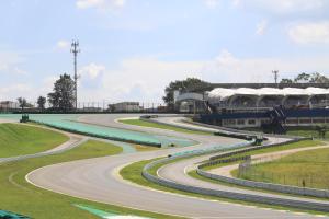 a winding race track in front of a stadium at Aero Plaza Hotel in Sao Paulo
